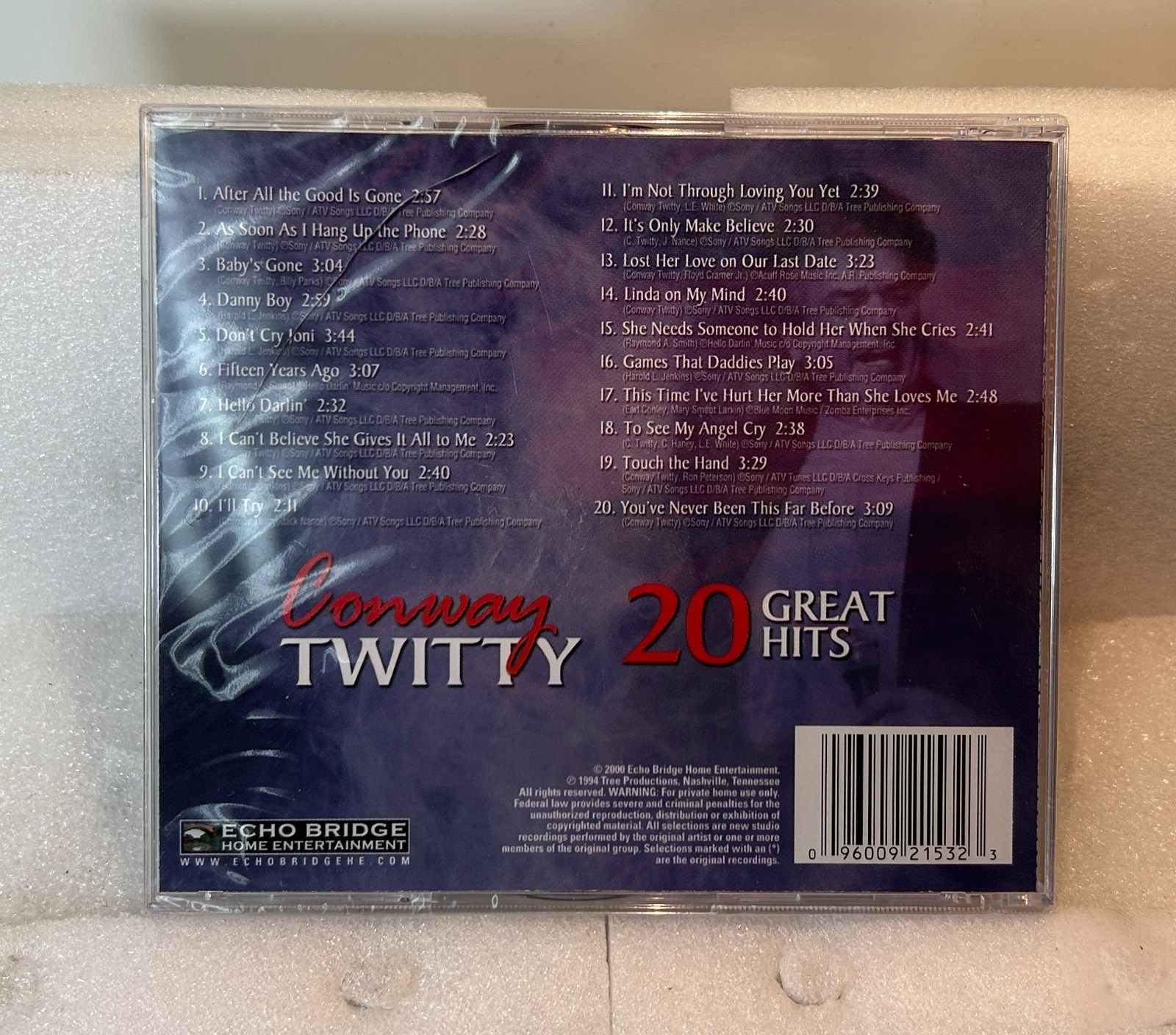 20 Great Hits by Conway Twitty (CD, 2000, Echo) NEW SEALED
