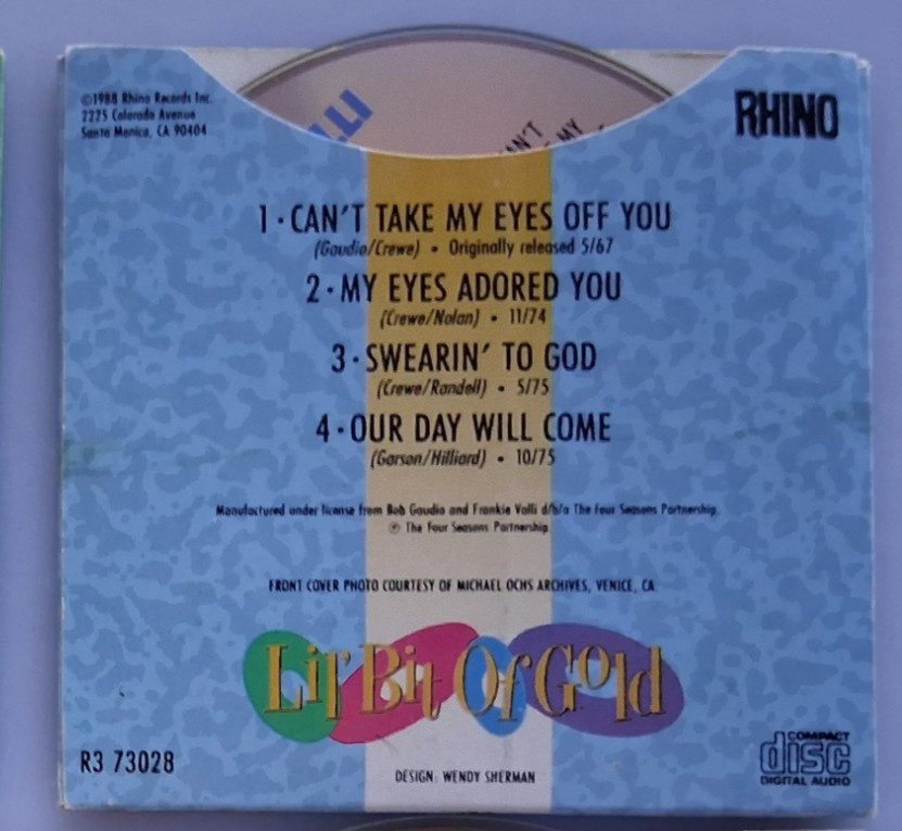 MINI 3" CD Lot of 4 - FRANKIE VALLI Lil Bit of Gold LIMITED RHINO CD3 GOLD DISC