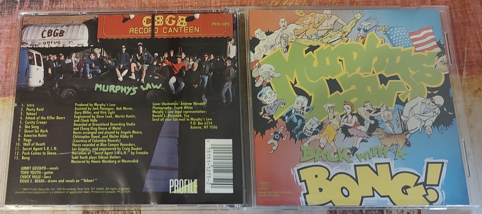 MURPHY'S LAW - BACK WITH A BONG - 1989 PROFILE RECS -1P CROMAGS AG FRONT GESTAPO