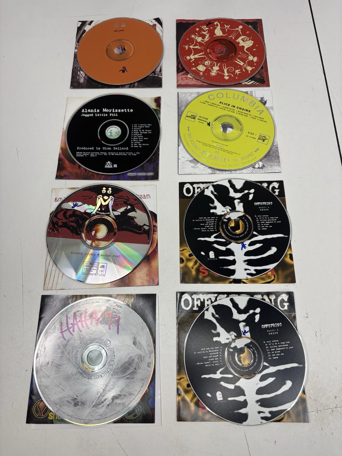 8 CD Lot 90s Alt Rock Pearl Jam Alice in Chains Offspring RHCP Alanis No Cases