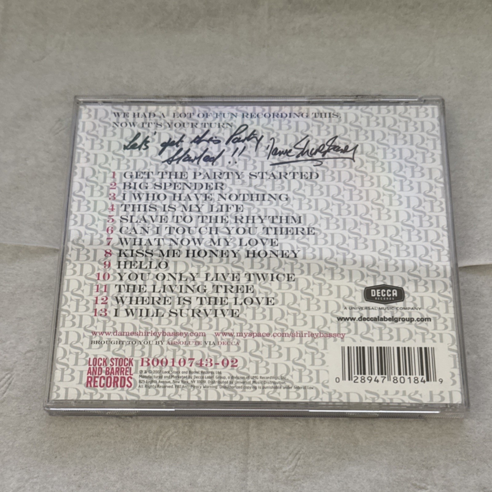 Dame Shirley Bassey Get the Party Started CD Album Jewel Case Standard
