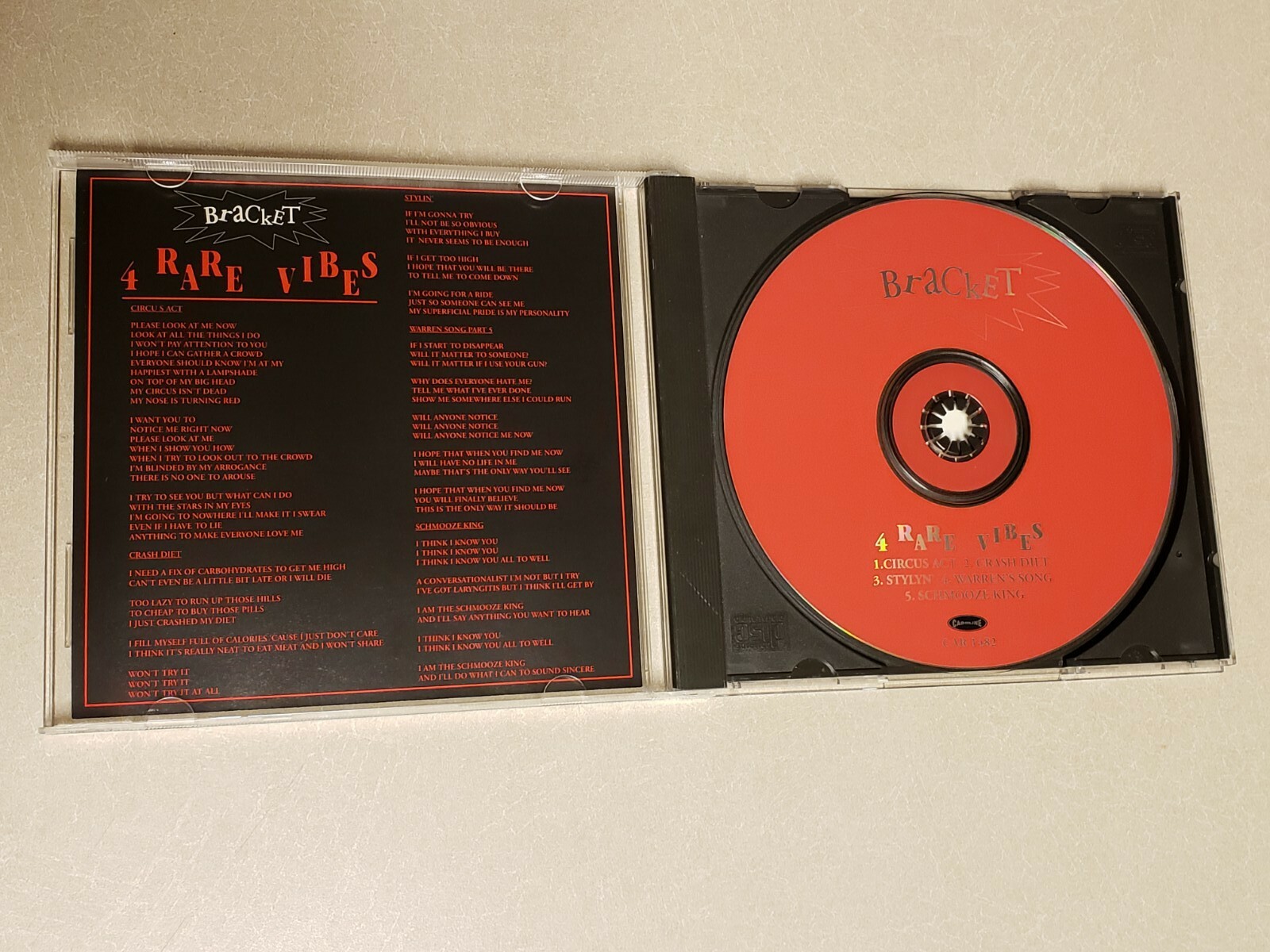 4 Rare Vibes [EP] by Bracket (CD, Apr-1996, Caroline Distribution)