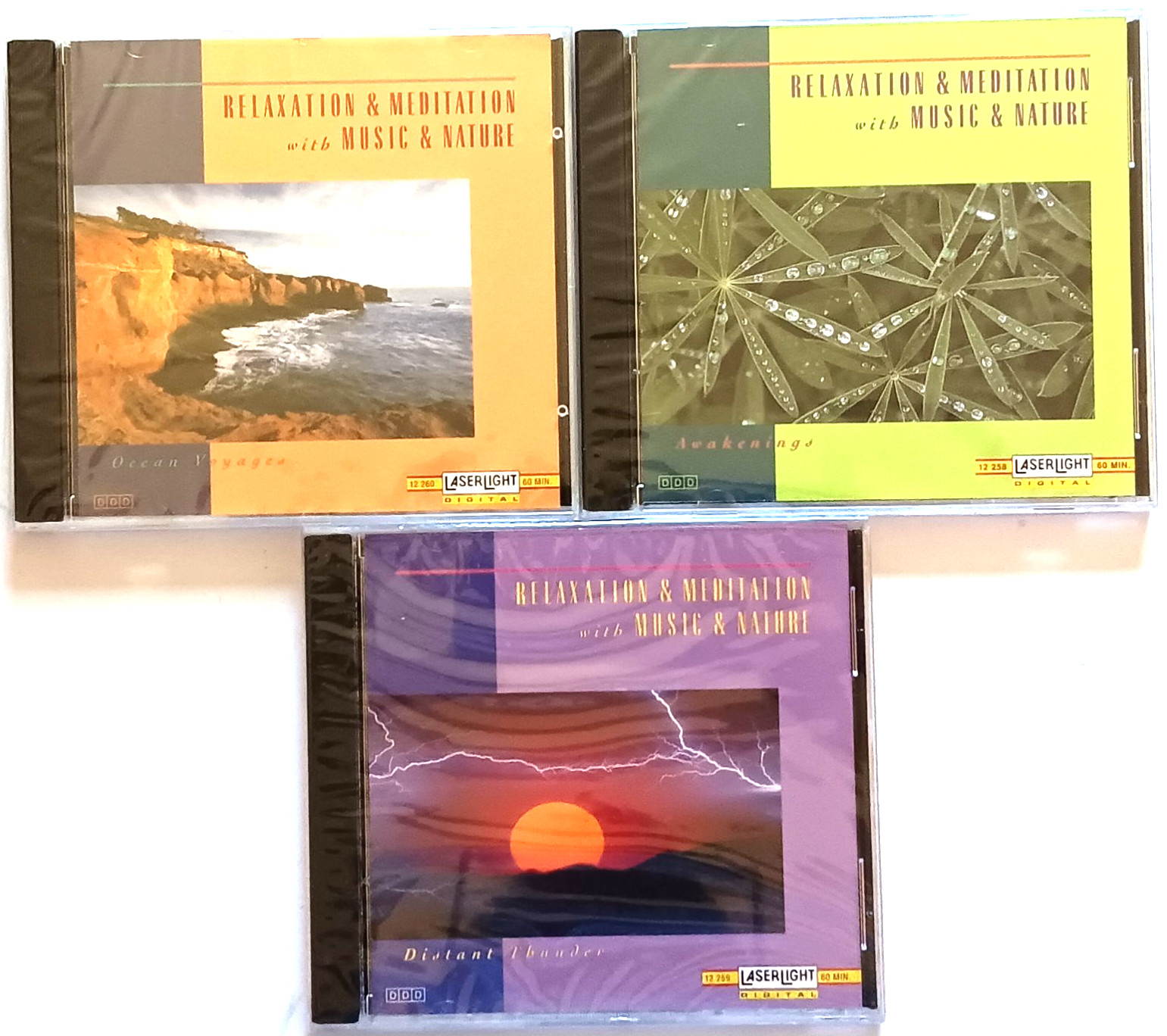 NEW SEALED Lot of 3 Relaxation & Meditation with Music & Nature CDs (1993)