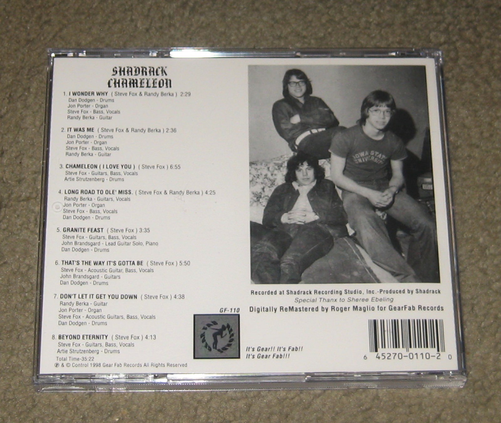 Shadrack Chameleon - Shadrack Chameleon (CD 1998, Gear Fab) S/T Psychedelic Rock