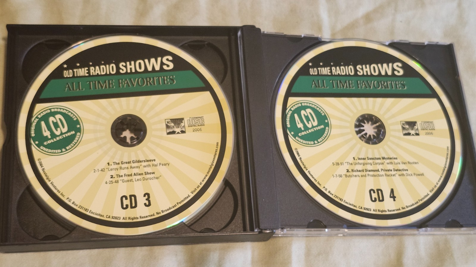 Lot of 2 CD Sets: Old Time Radio Shows: Detectives & All Time Favorites-preowned