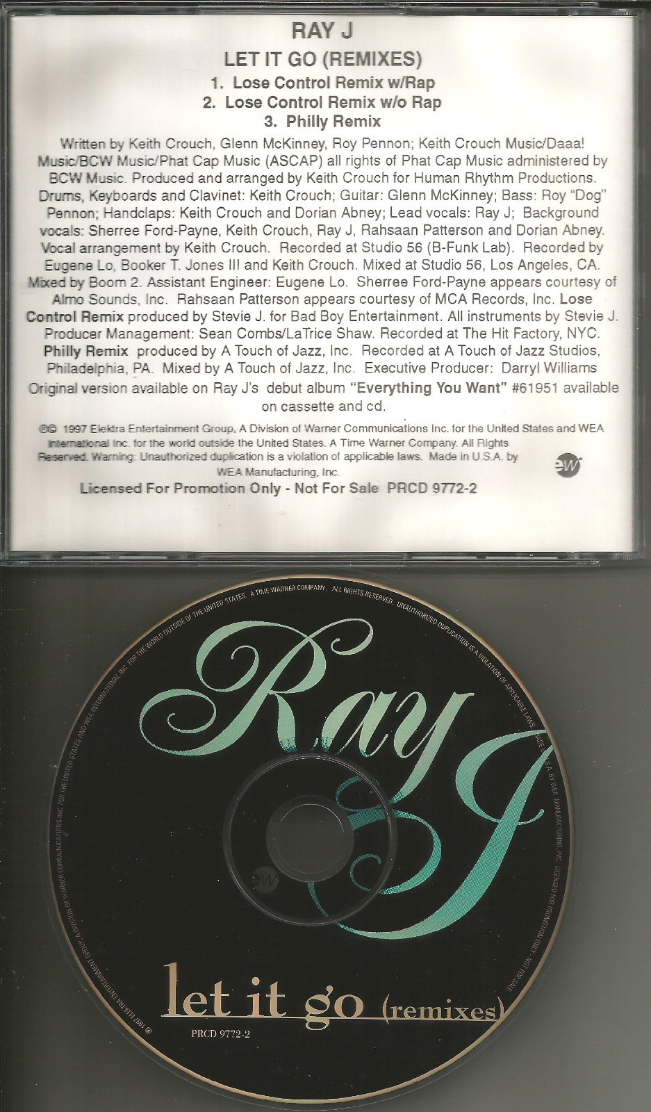 RAY J Let it Go 3 RARE REMIXES Philly / lose Control PROMO DJ CD Single 1997