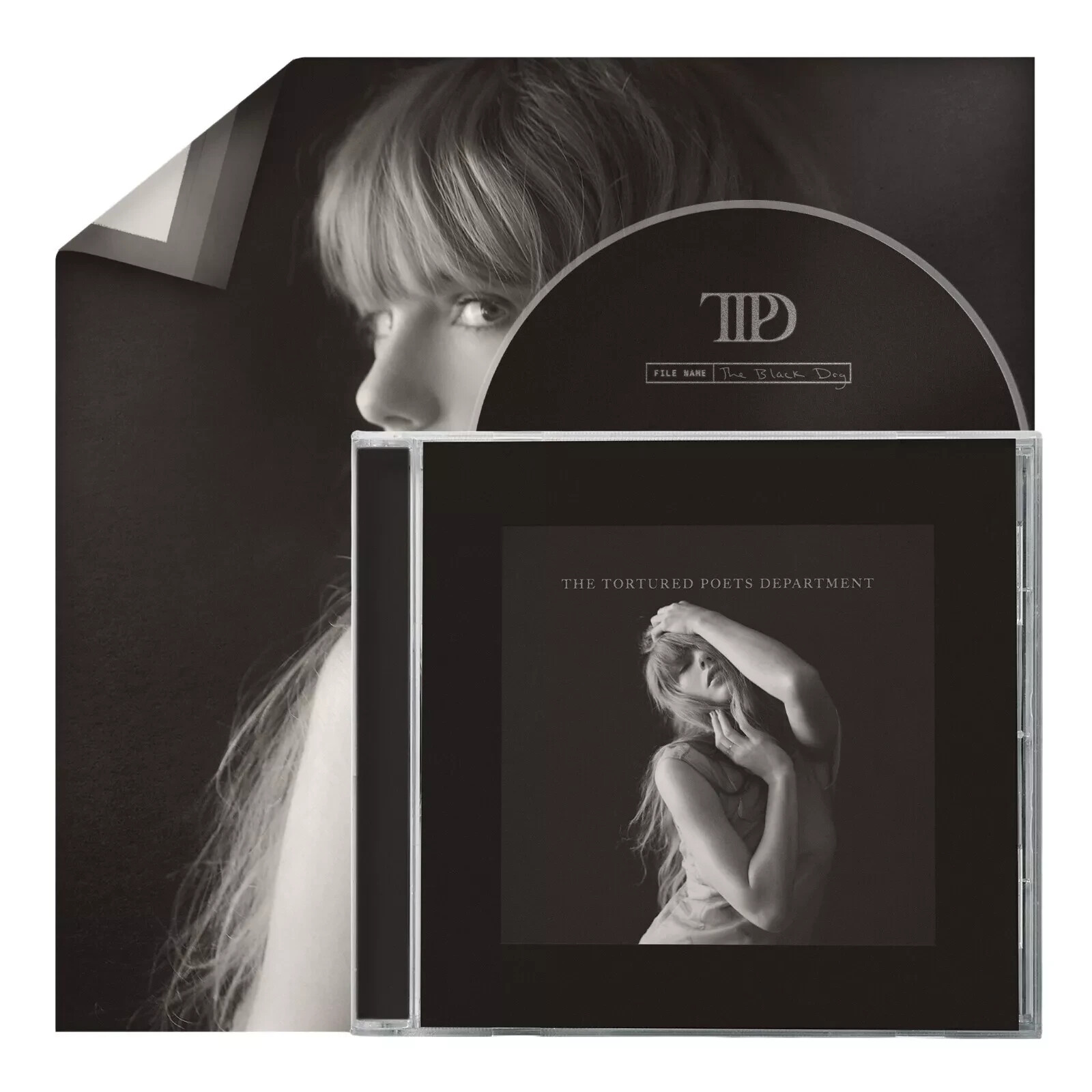 TAYLOR SWIFT The Tortured Poets Department: The Black Dog CD NEW (Cracked Case)
