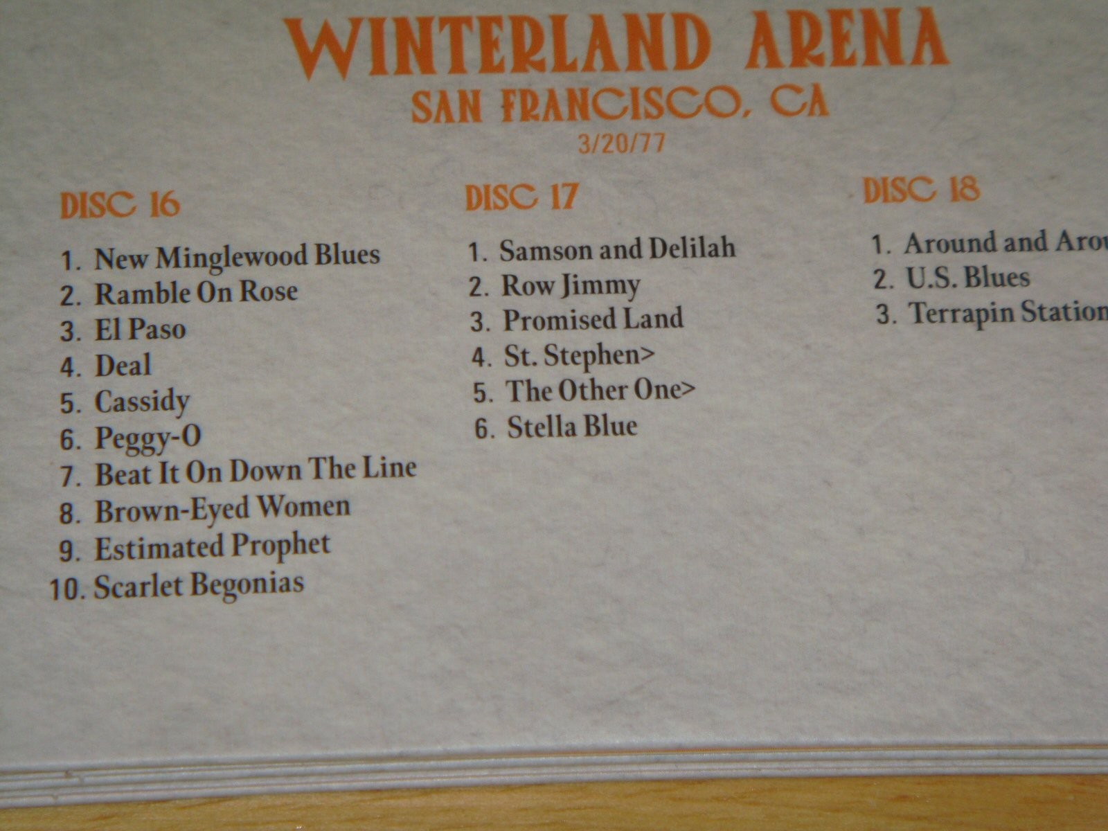 Grateful Dead Enjoying The Ride - 1 Concert WINTERLAND San Francisco 1977 3CD NM