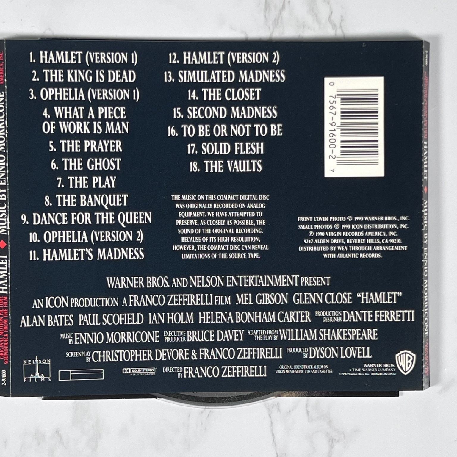 Ennio Morricone – Hamlet OST CD 1990 Film Soundtrack Virgin Records