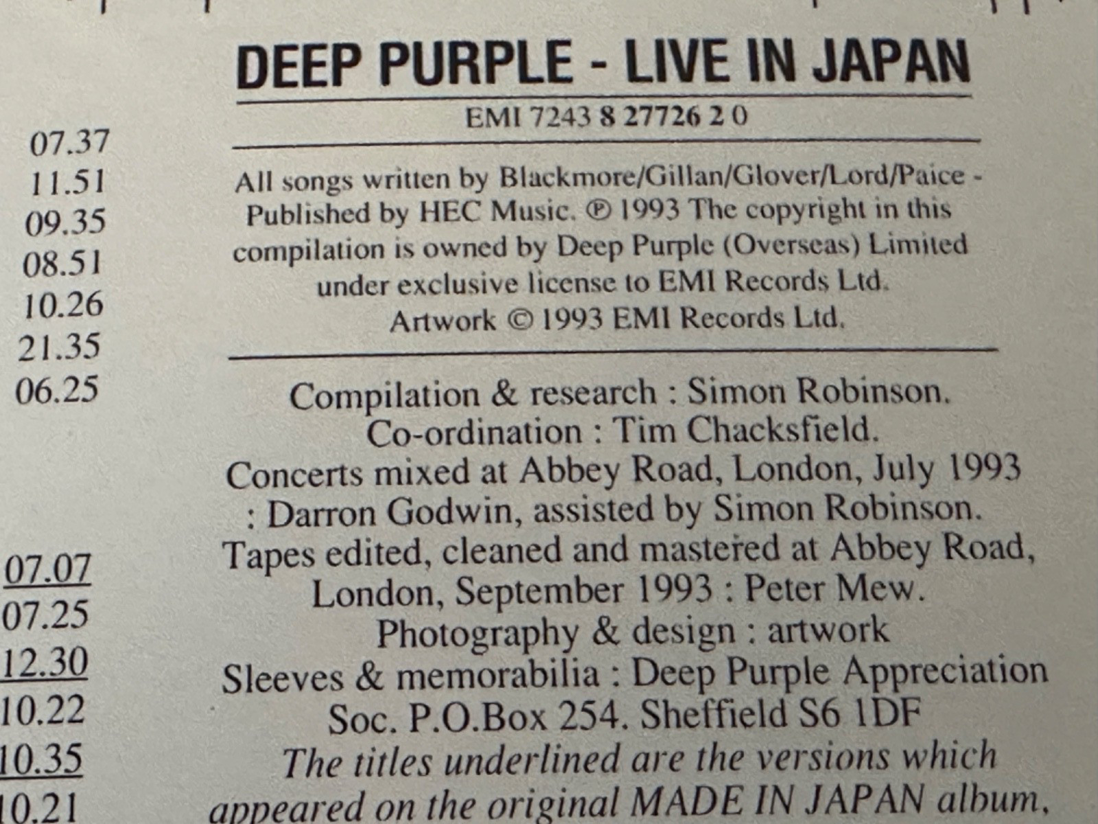 DEEP PURPLE - 3CD SET - LIVE IN JAPAN 1972 - EMI - IN A LARGE FAT CD BOX