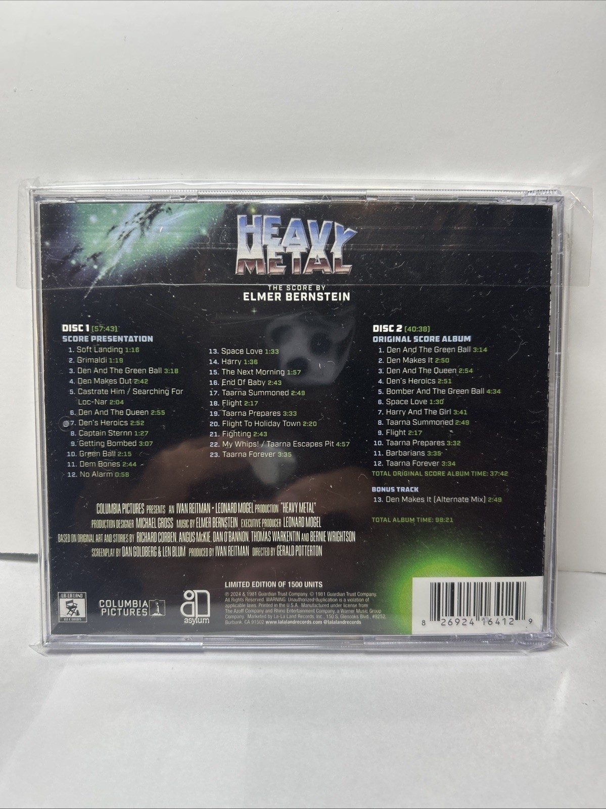 Heavy Metal 1981 Remastered Expanded Soundtrack 2 CD Elmer Bernstein 19CDH213