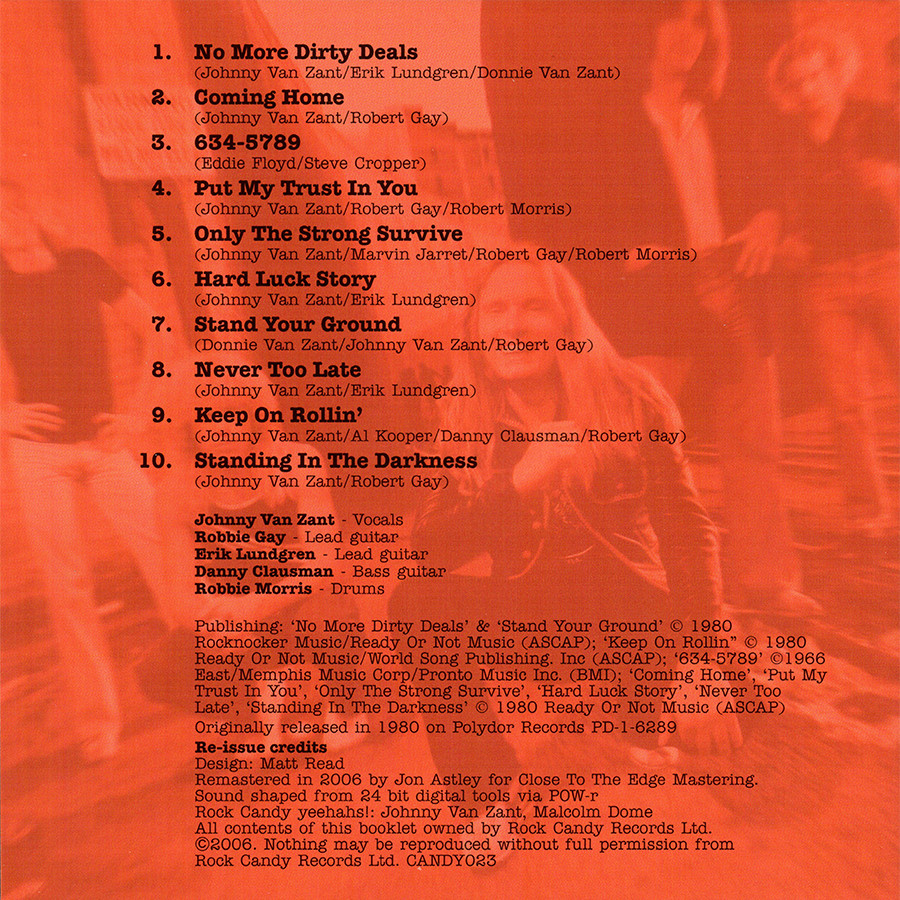 Johnny Van Zant Band ~ No More Dirty Deals (1980) CD 2006 Rock Candy UK ••NEW••