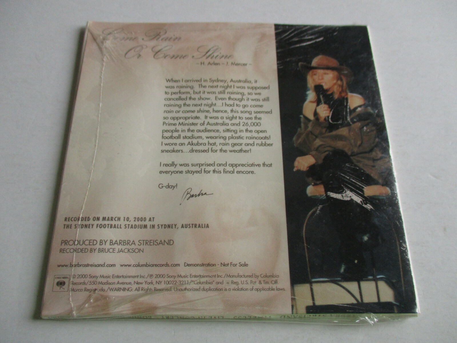 BARBRA STREISAND Come Rain Or Come Shine CD Single 2000 RARE Promo NEW