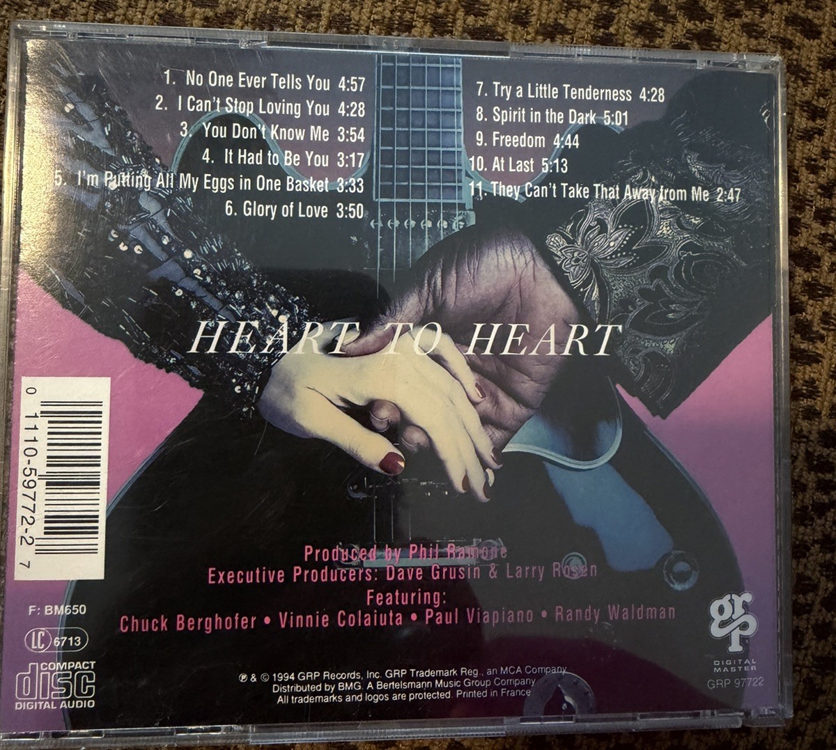 Diane Schuur B.B. King Heart to Heart CD Phil Ramone Aretha Franklin Don Gibson