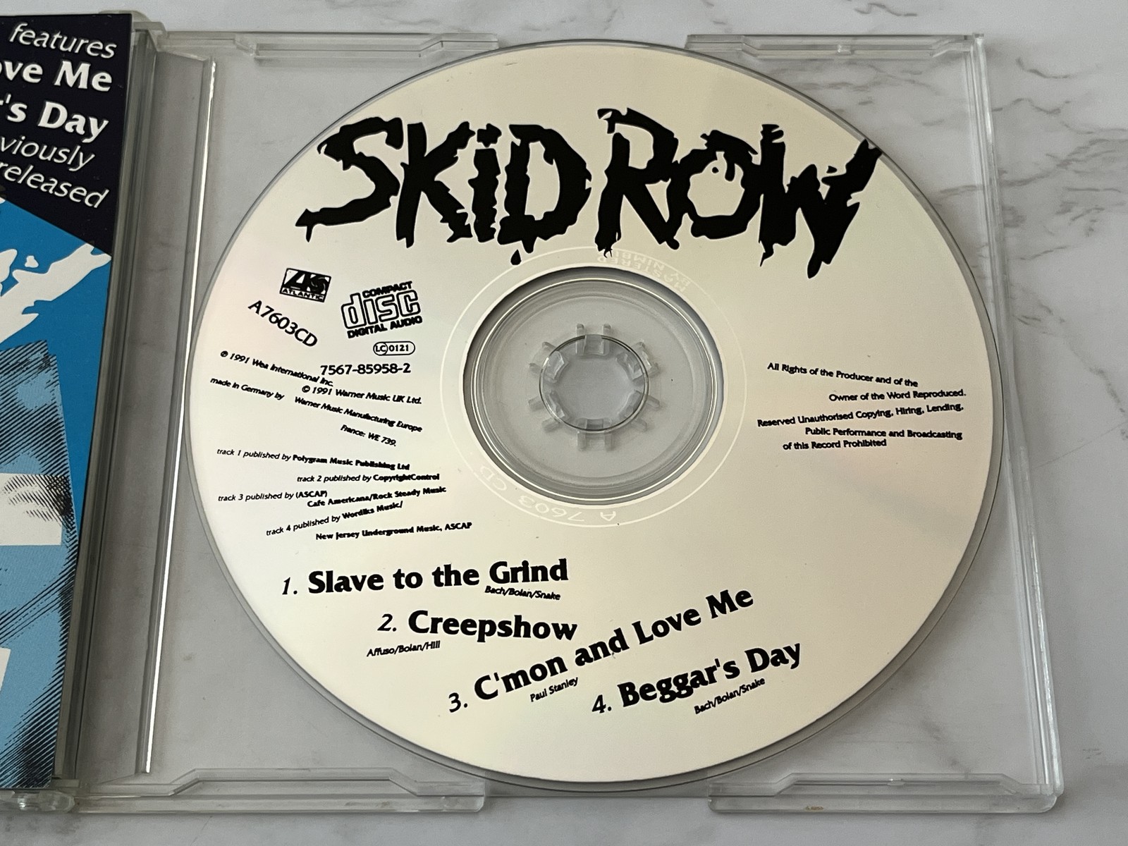 Skid Row Slave to the Grind CD Single 1991 UK IMPORT! Atlantic A7603CD RARE! OOP