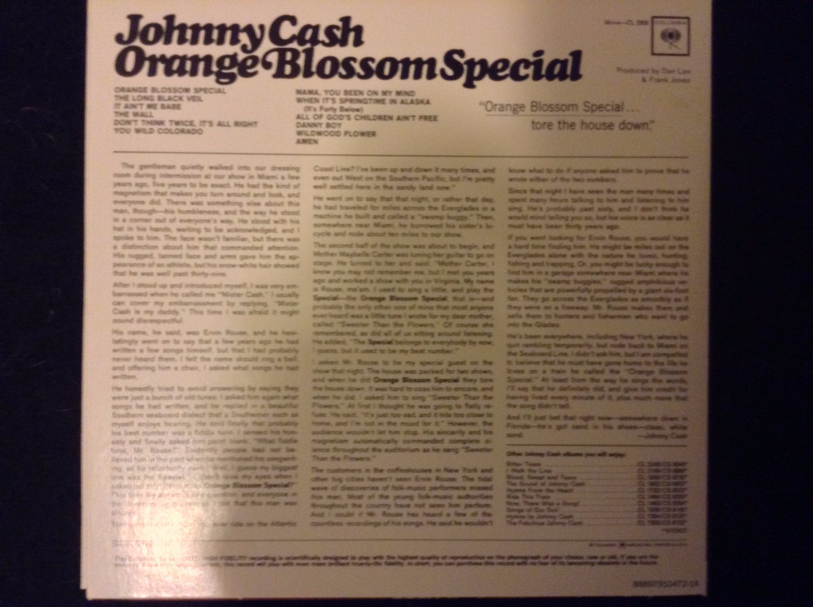Johnny Cash / Orange Blossom Special - Import CD - Brand New