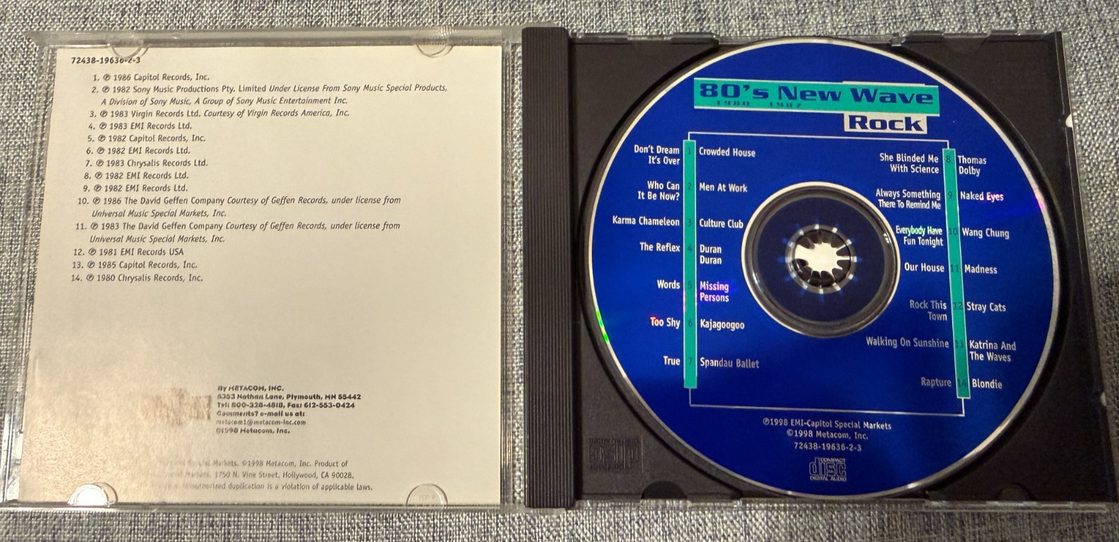 CD: 80's New Wave Rock 1980-1987 – 14 songs, 60 minutes, Original Artists