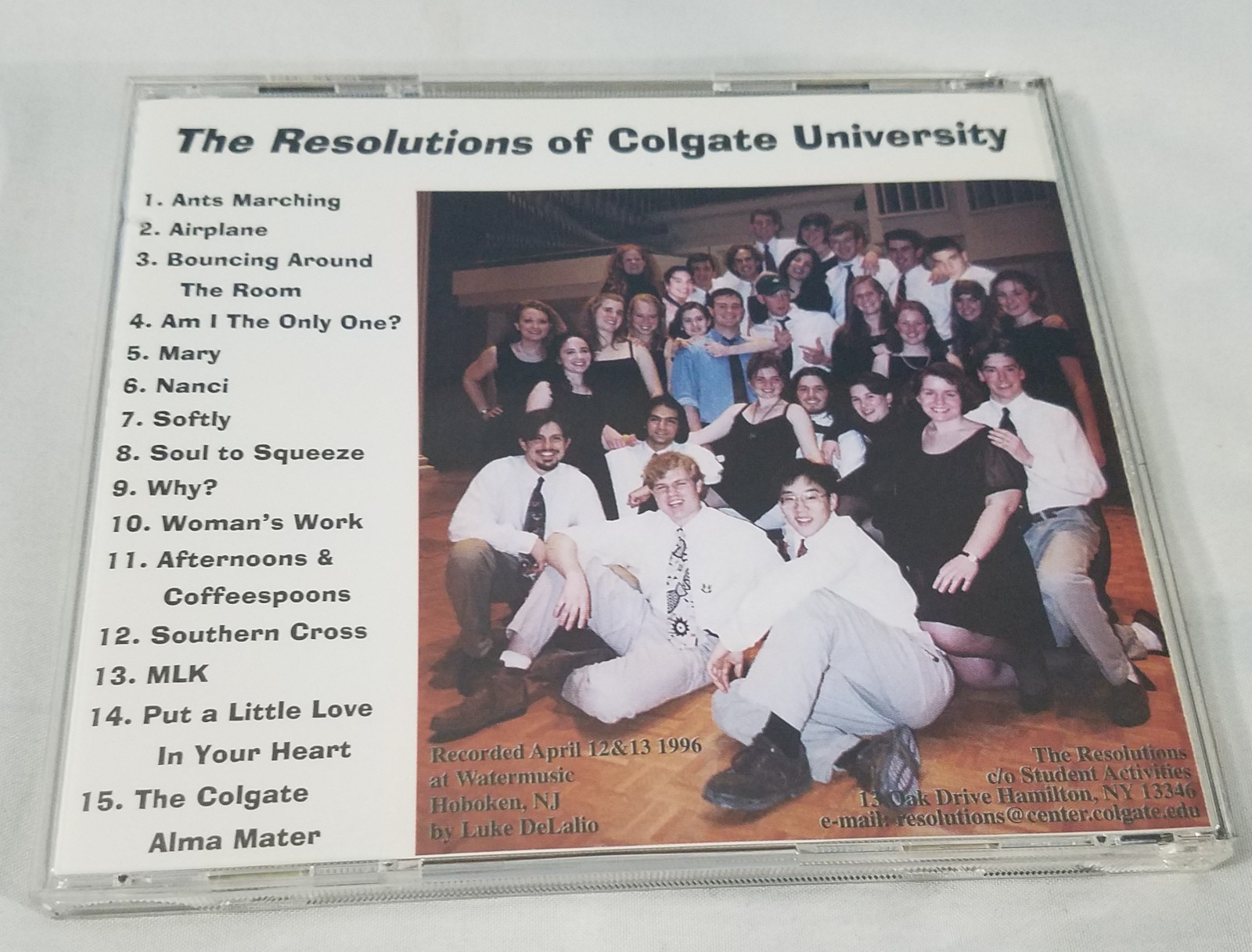 1996 The Resolutions Colgate University A cappella CD in shower college group