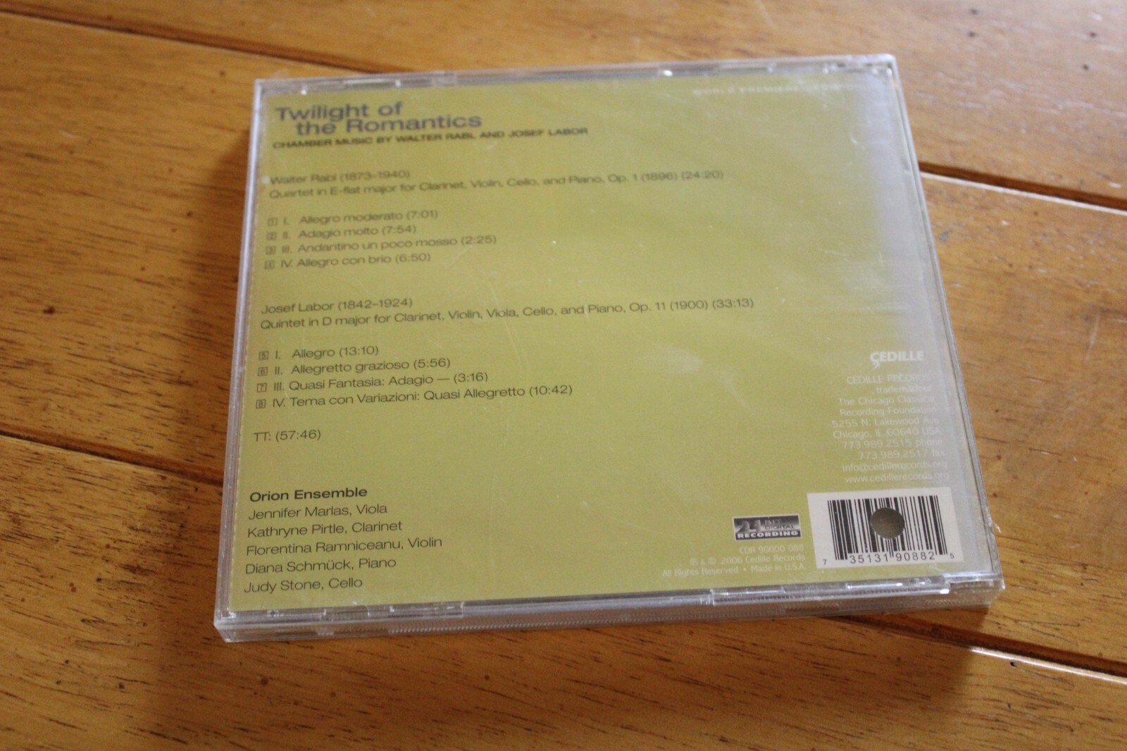 ORION ENSEMBLE - TWILIGHT OF THE ROMANTICS CD [NEW] RABL/LABOR CHAMBER MUSIC