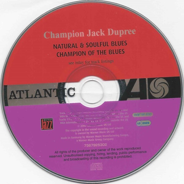 JACK DUPREE Natural & Soulful Blues / Champion Of The Blues 2 albums on 1 CD
