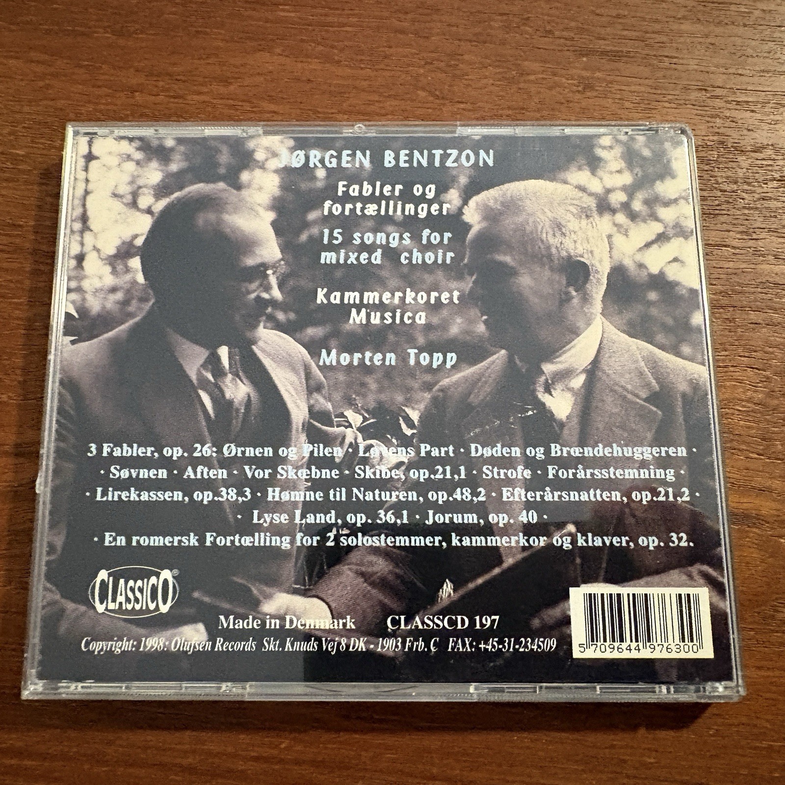 Jorgen Bentzon 15 Songs For Mixed Choir CD Album Denmark Classical