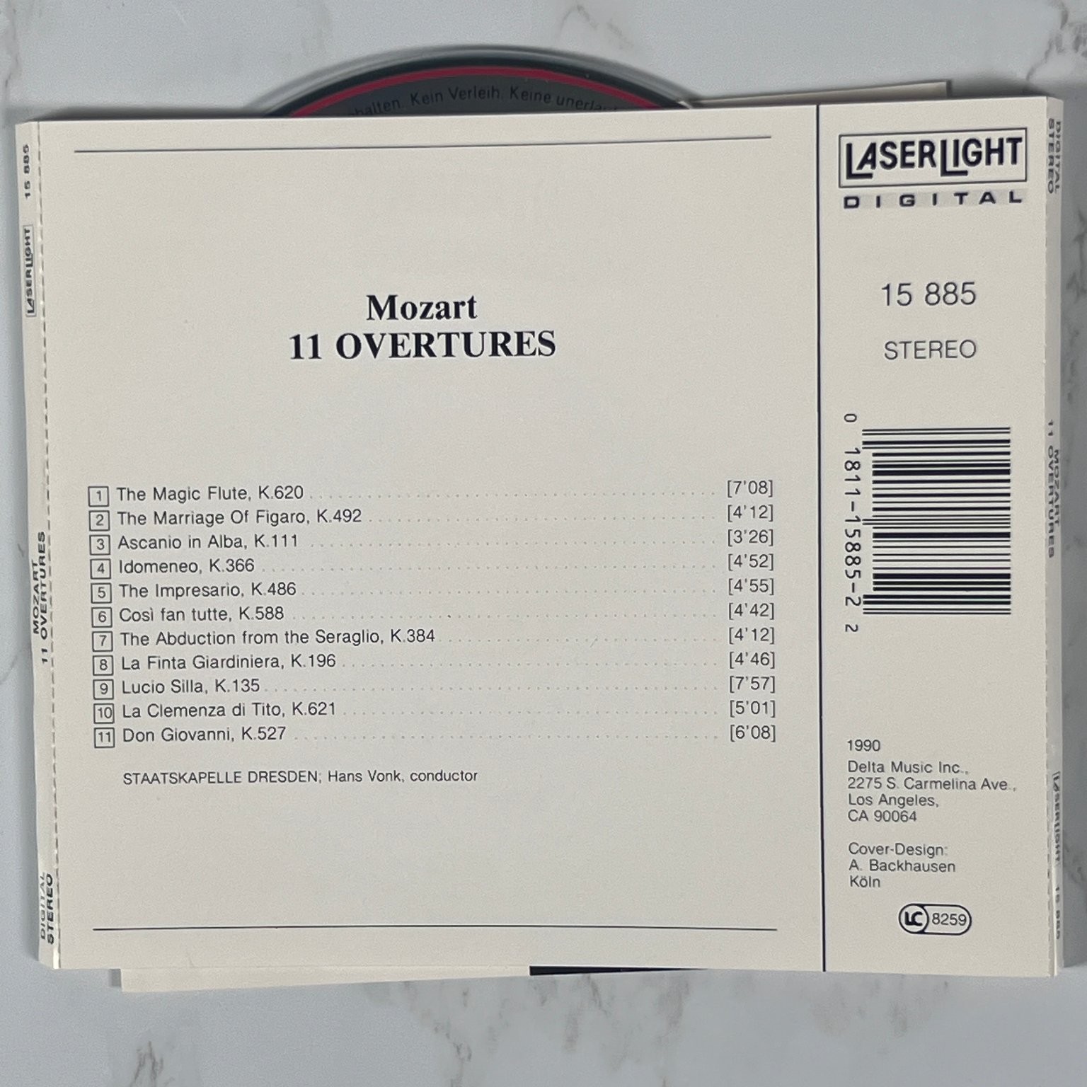 Mozart – 11 Overtures CD 1990 Classical Opera LASERLIGHT DIGITAL