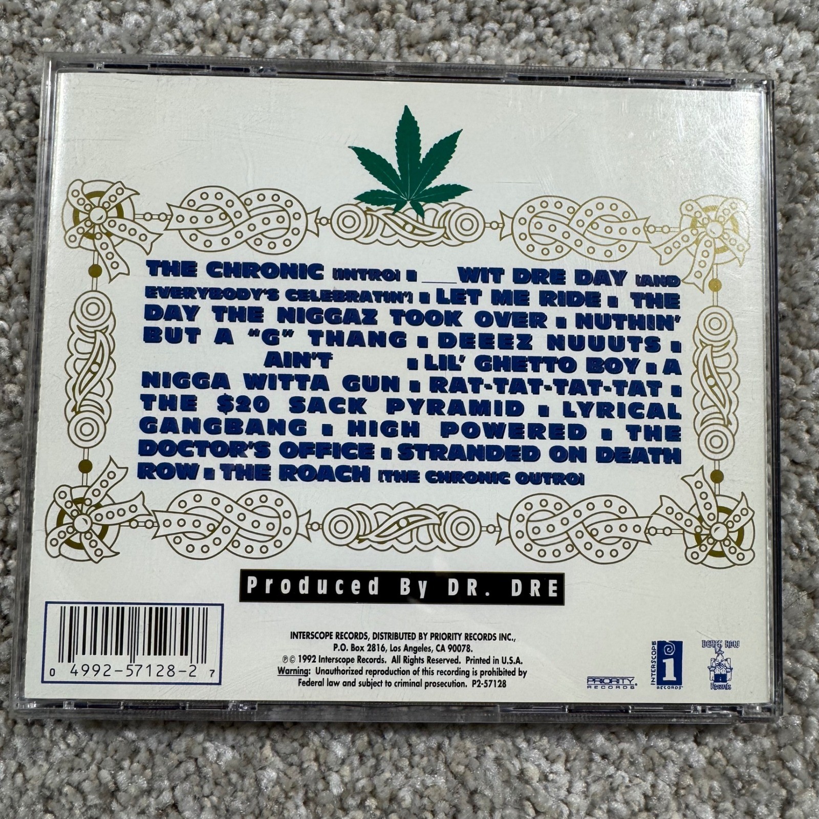 Dr. Dre The Chronic CD 1992 Interscope Records P2-57128 Hip Hop Rap Album