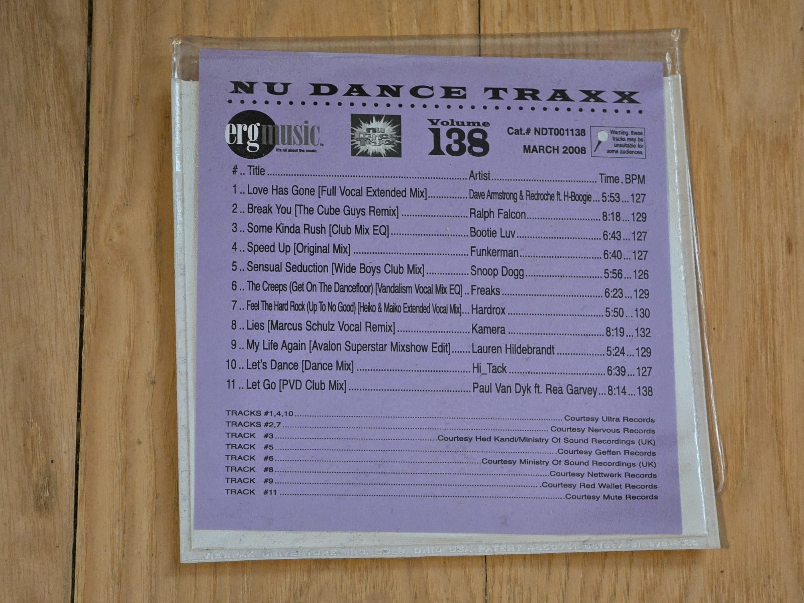 ERG Nu Dance Traxx CD, Volume 138 ~ MINT