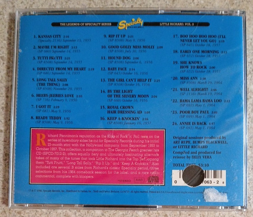 Little Richard: Shag on Down By the Union Hall [CD 1996 Specialty Records]