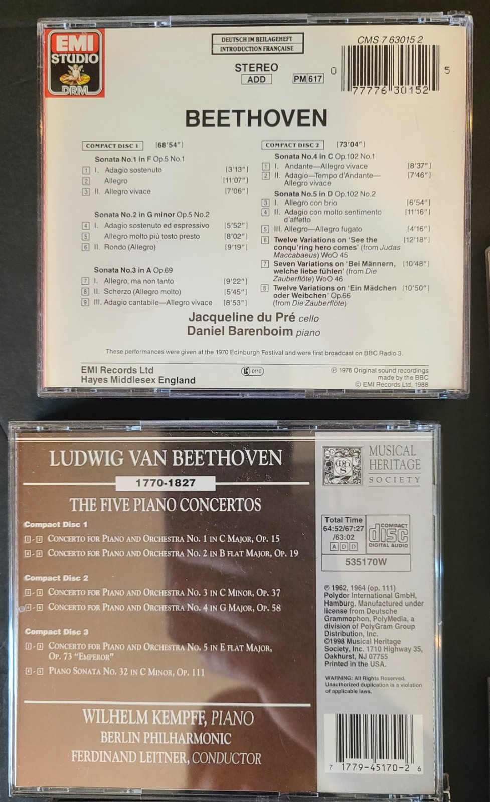 Classical Music CD Lot - Beethoven 10 Cds #1 Kempff Barenboim Backhaus Schnabel+