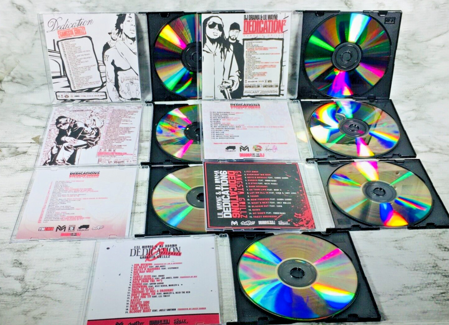 LIL WAYNE - DEDICATION (1-6) 1 2 3 4 5 6 RELOADED PROMO MIXTAPE MIX CD LOT OF 7