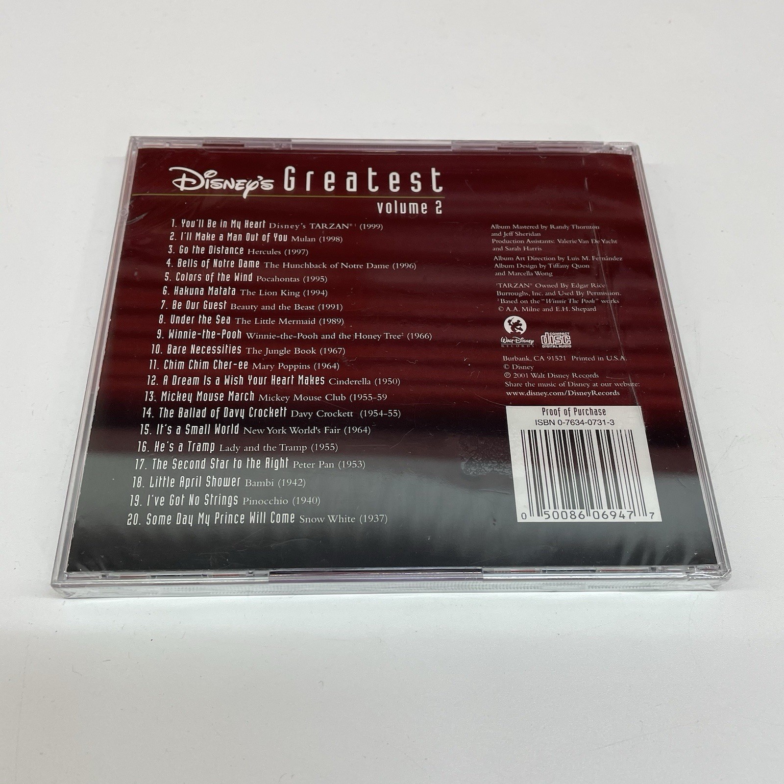 CD Disney's Greatest Volume 2 by Various Artists Jan-2010 Disney New Sealed