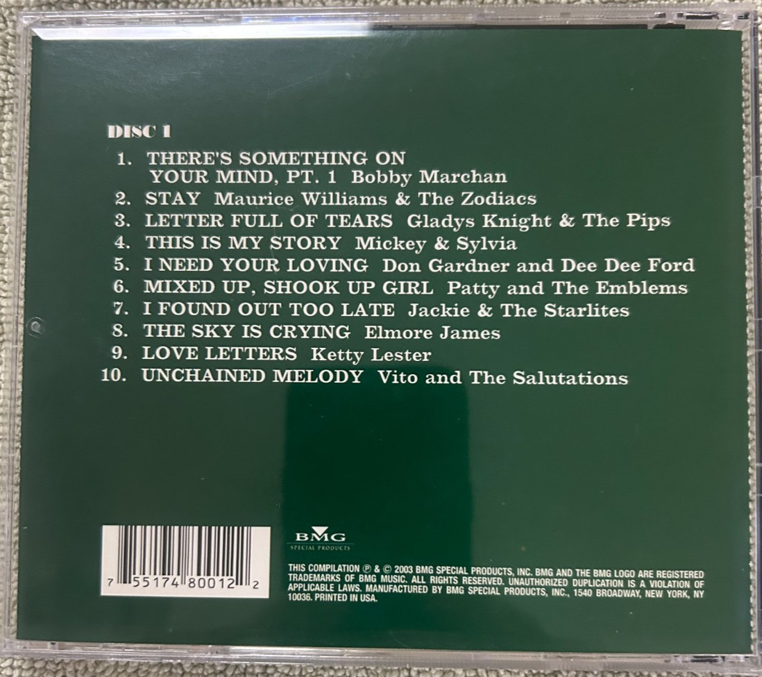"Real 60's R&B" Compilation Disc 1 CD: BMG 755177480012. One Day Handling