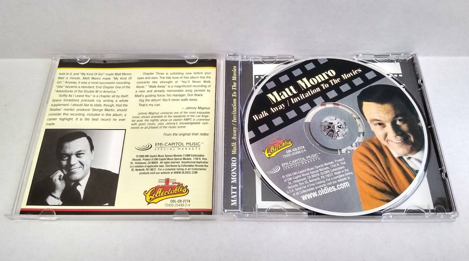 Walk Away / Invitation to the Movies by Matt Monro (CD, 2000, Collectables)