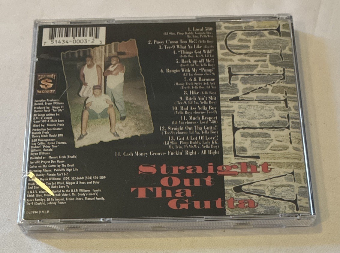 Straight Out Tha Gutta [PA] by U.N.L.V. (CD, 1998, Cash Money) Sealed/Cracked