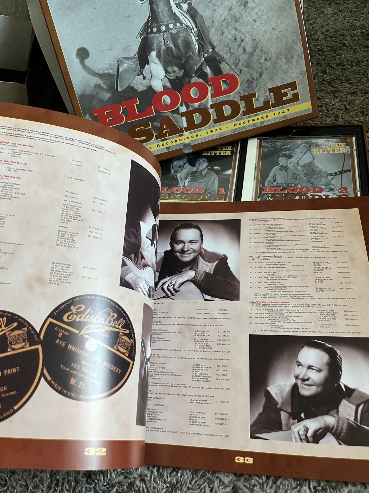 TEX RITTER BLOOD ON THE SADDLE 4 CD BOX SET BEAR FAMILY RARE OOP W/ BOOK COUNTRY