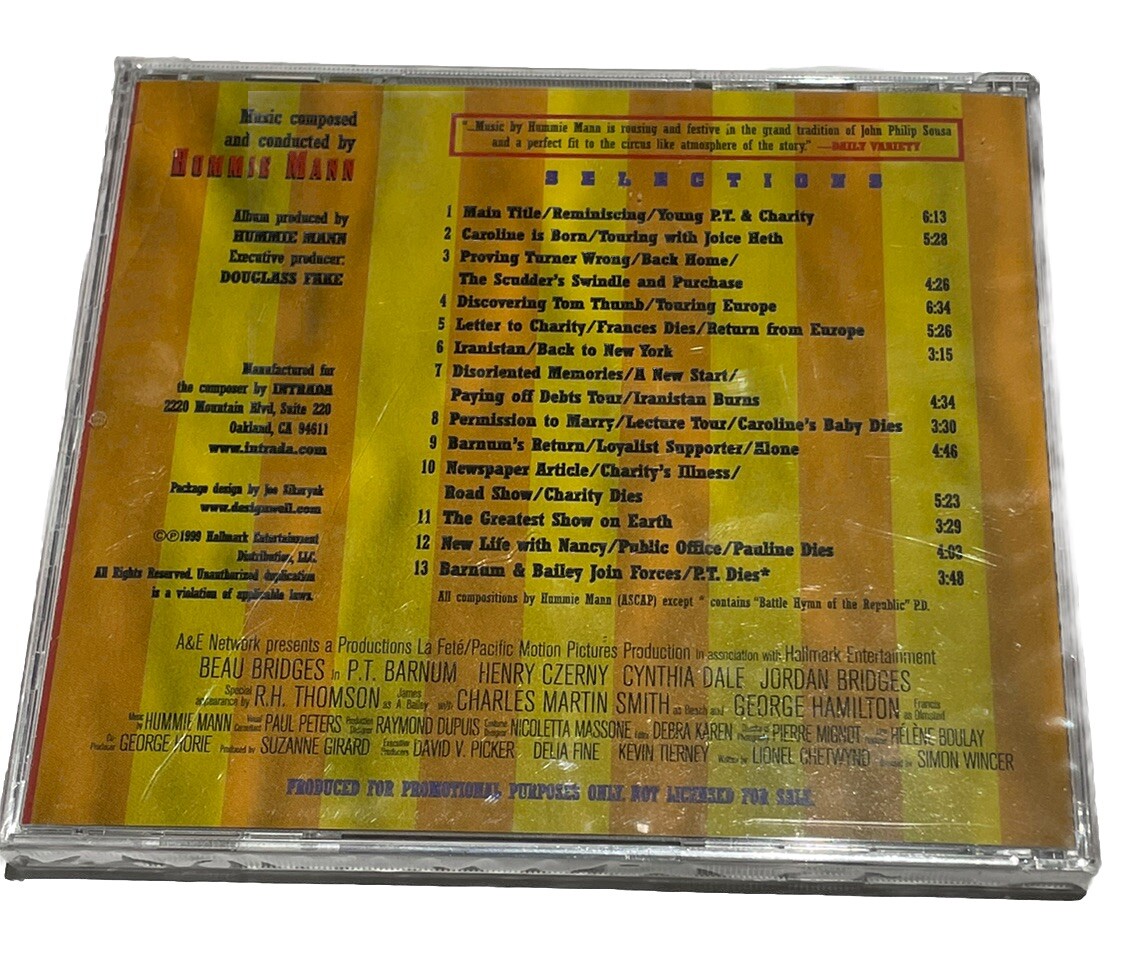 Hummie Mann ‎ P.T. Barnum CD Original Motion Picture Score Album Promo Sealed