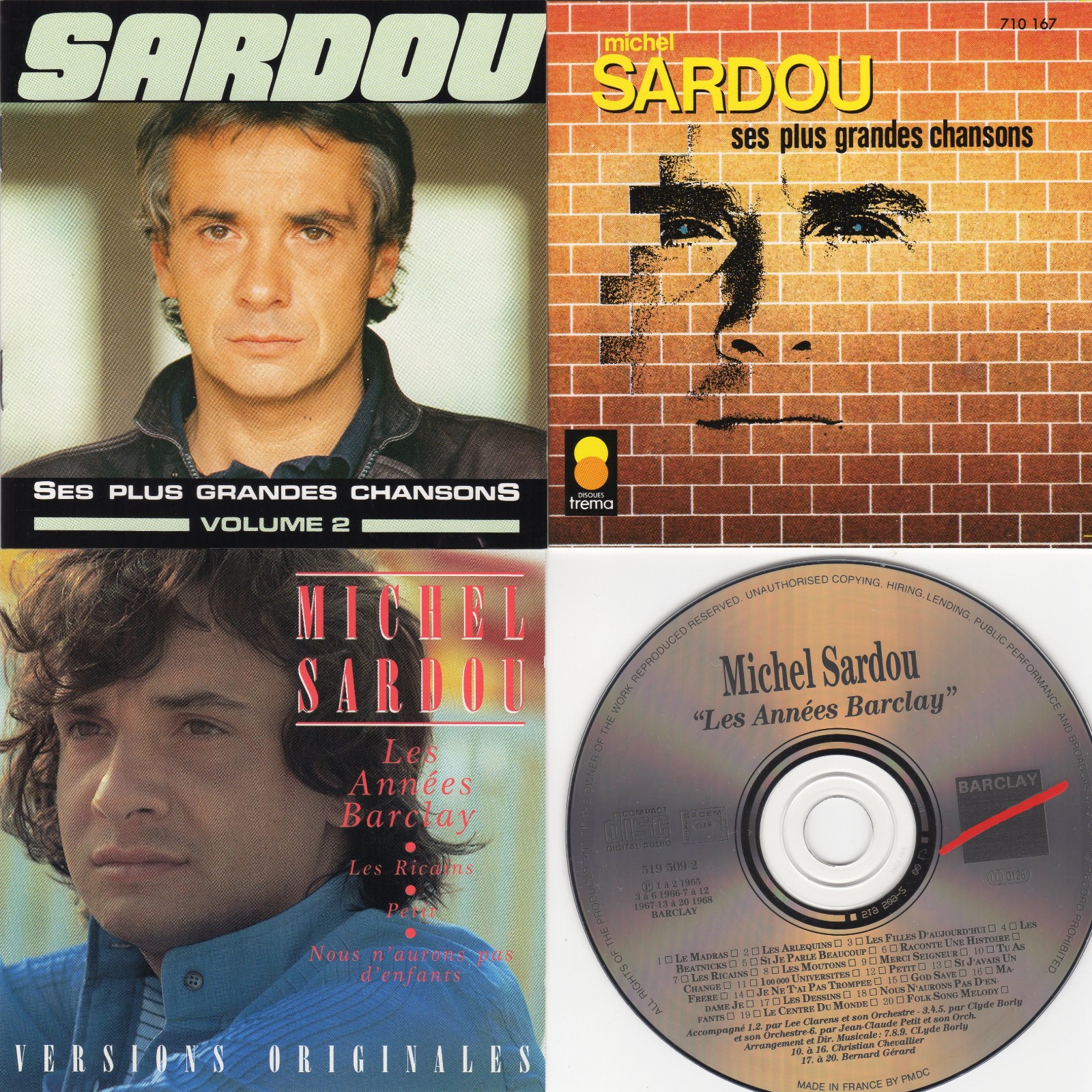 MICHEL SARDOU SES PLUS GRANDES CHANSONS Vol. 1 + 2 + ANNEES BALRCLAY CD LOT OF 3