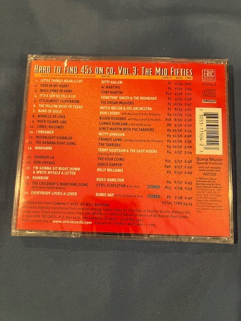 Hard To Find 45s On CD NEW SEALED Volume 3 The Mid Fifties