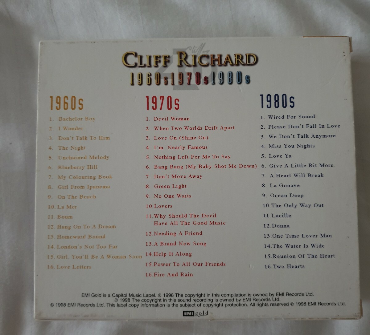 Cliff Richard - 1960s 1970s 1980s - 3 CD Box Set - 48 tracks mint condition