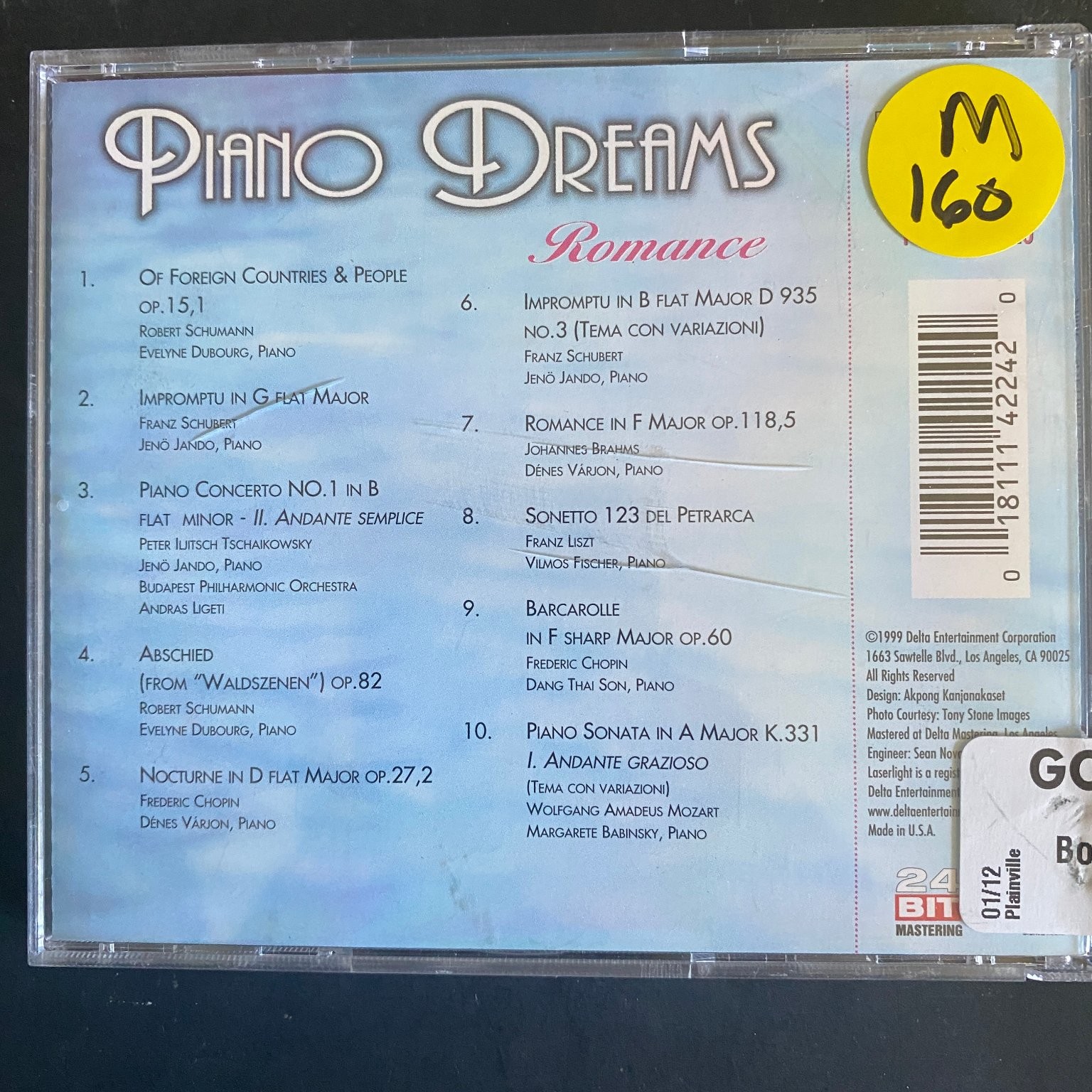 Piano Dreams Romance CD 1999 Classical Piano Laserlight Digital