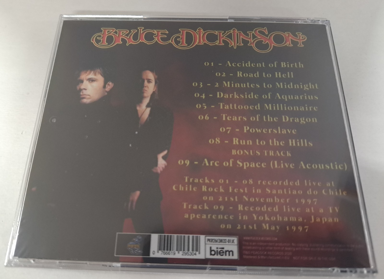 Bruce Dickinson Accident in Chile Live At Chile Rock Fest '97 New CD Metal Rock