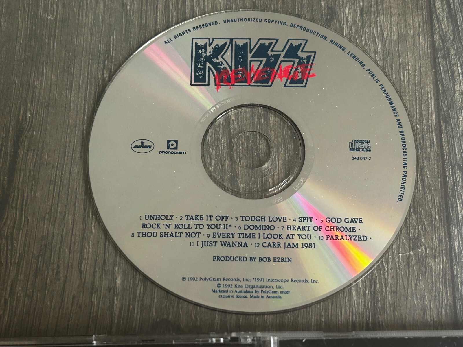 KISS CD Revenge 1992 Australia Aussie Vintage Kiss Gene Simmons Paul Bruce Eric