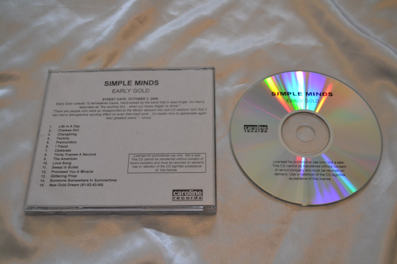Simple Minds - Early Gold US promo CDR compilation album Caroline Records