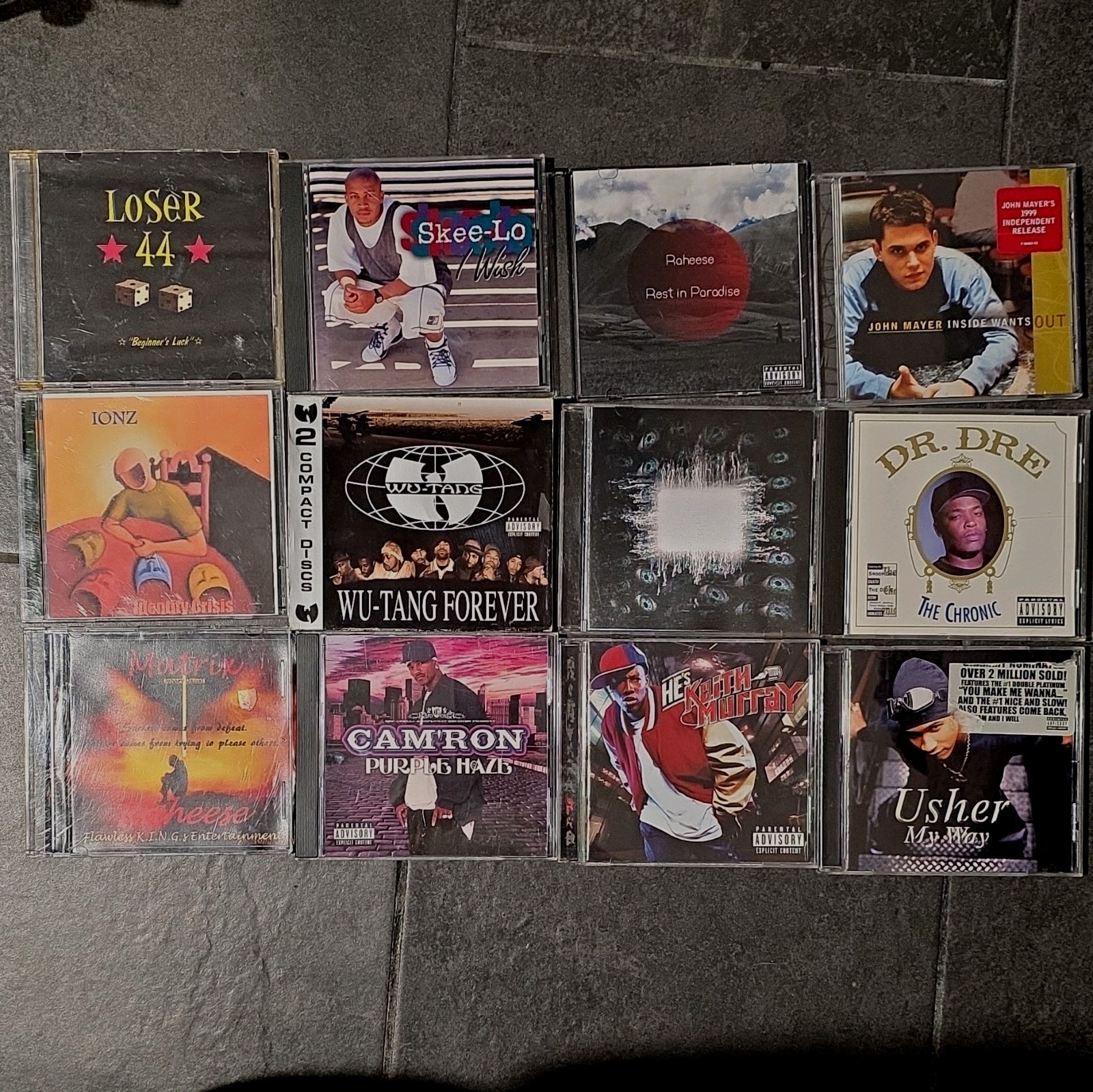 Lot of 11 Hip Hop R&B CDs Dr Dre Wu-Tang Clan Cam’ron Usher Keith Murray Skee-Lo