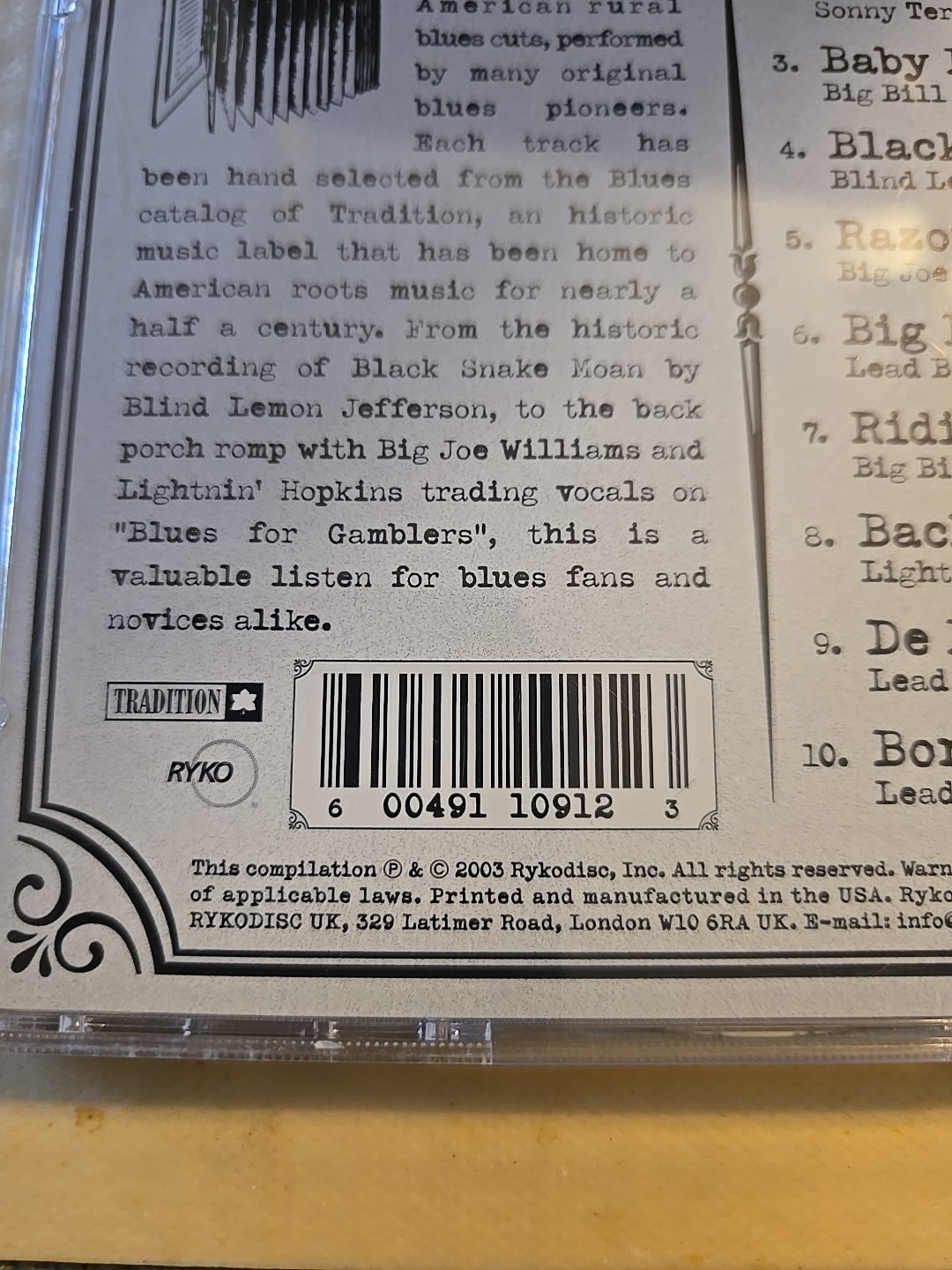 The Original Blues by Various Artists (CD, Sep-2003, Tradition)