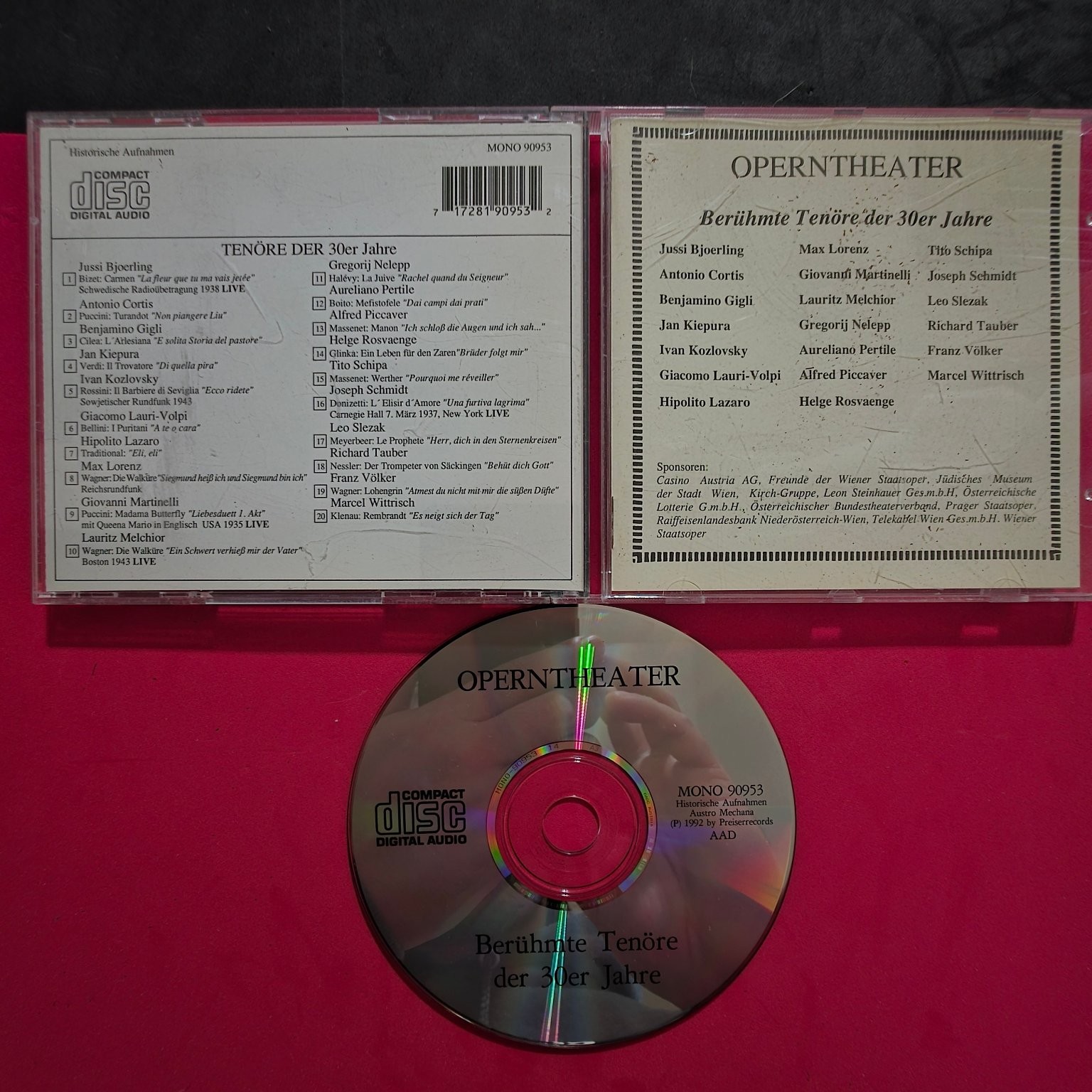 Various Artists – Berühmte Tenöre der 30er Jahre CD 1992 Opera Classical