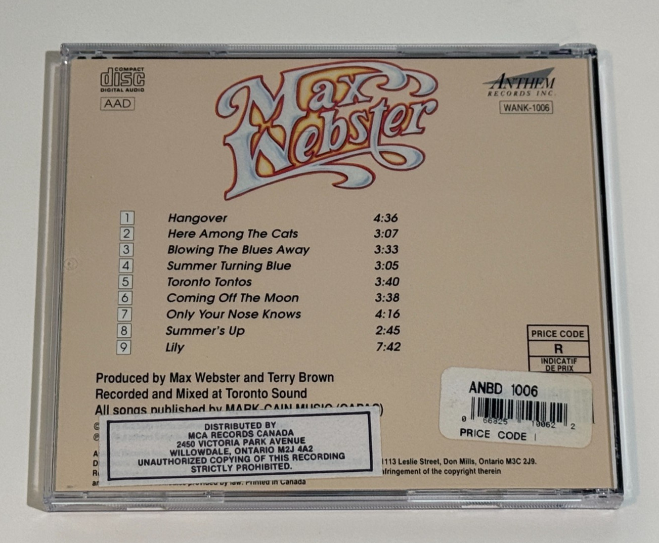 Max Webster S/T CD 1976 Anthem Canada WANK-1006 Hard Prog Rock Kim Mitchell