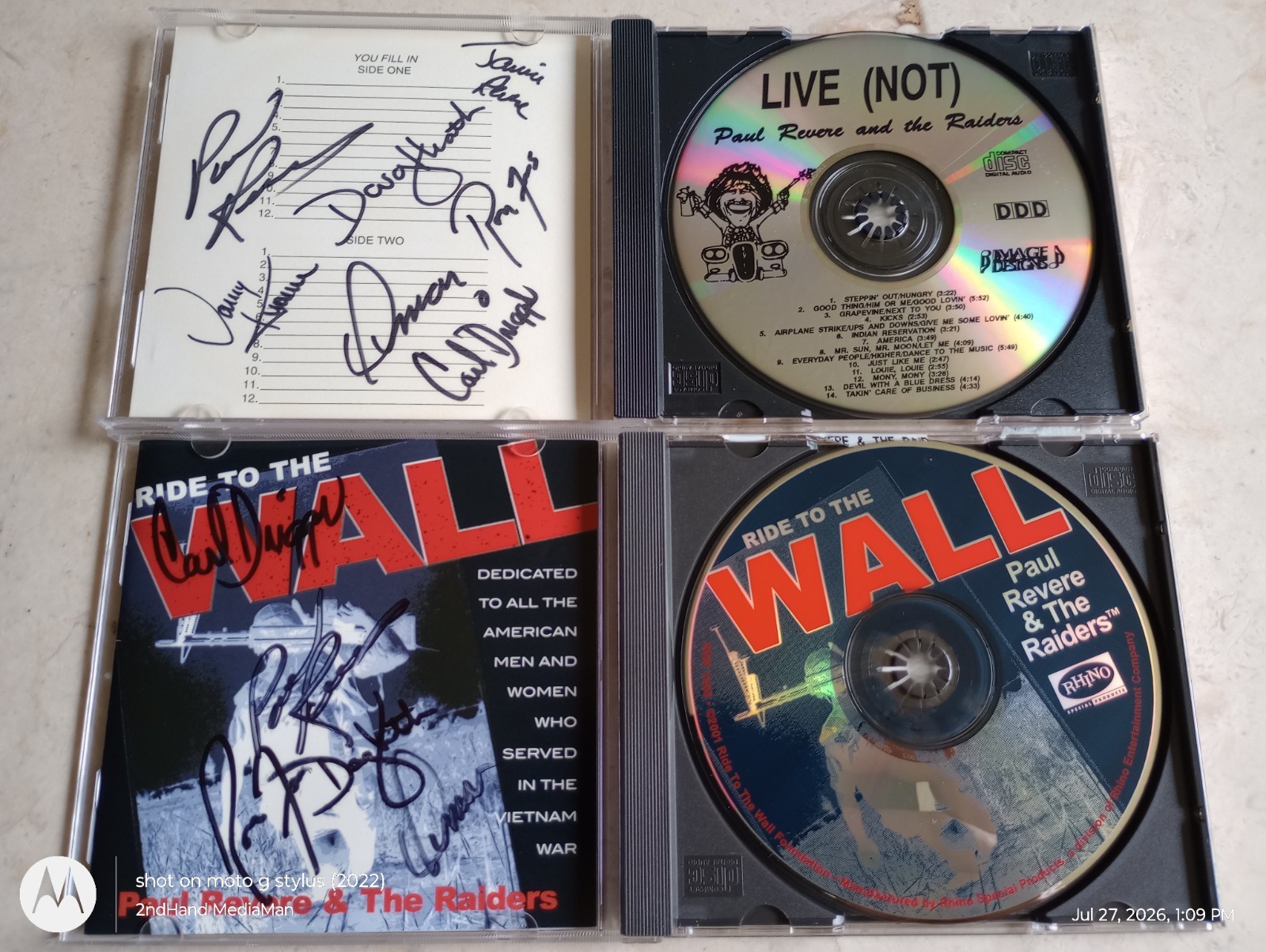 PAUL REVERE THE RAIDERS GENERIC ROCK&ROLL LIVE(NOT)7x&RIDE WALL 5x SIGNED CD LOT