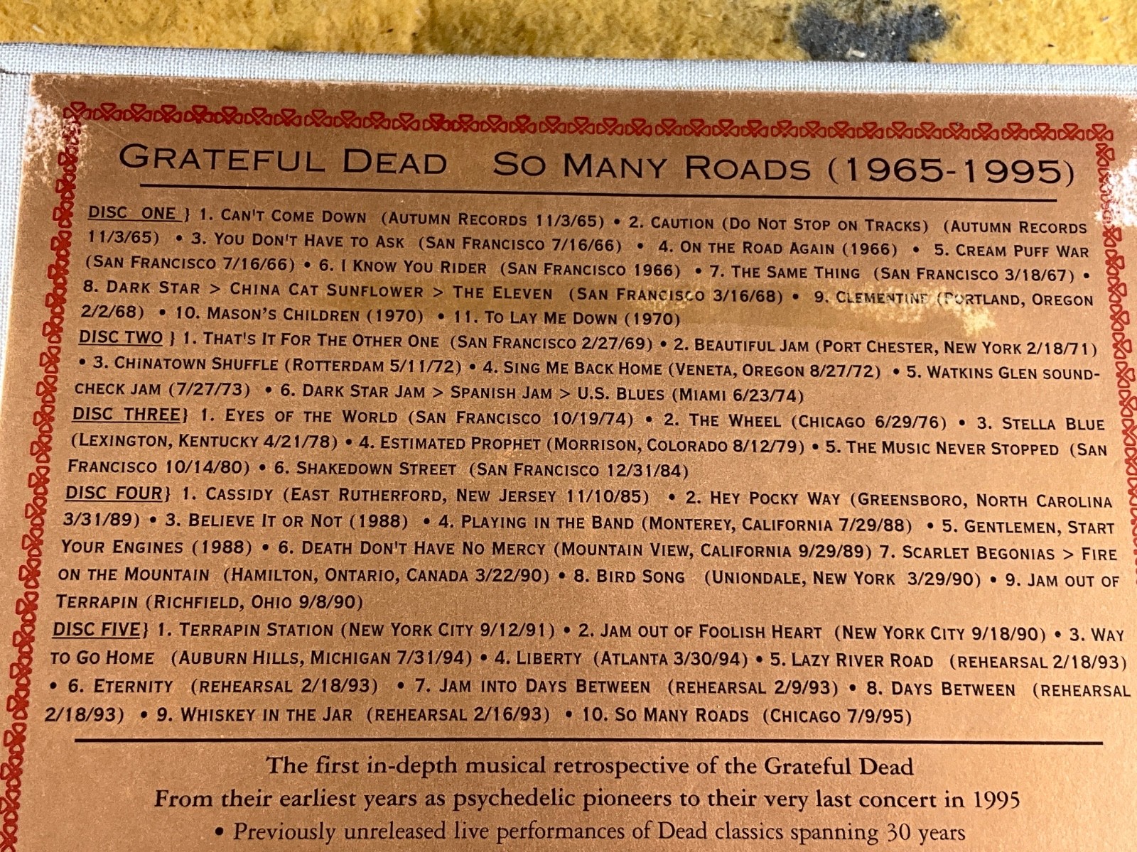 N12-36 GRATEFUL DEAD So Many Roads (1965 - 1995) - 5 CD BOX SET GDCD 4066 - ROCK